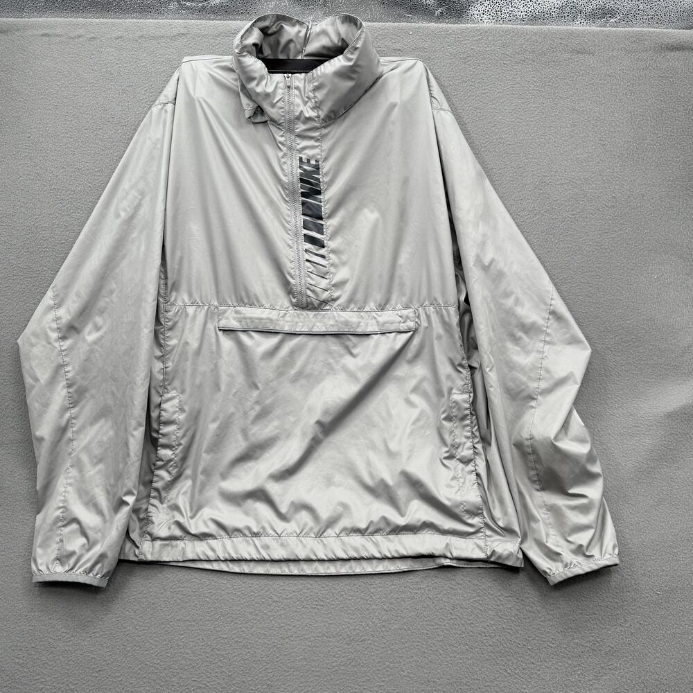 Nike Jacket Mens XL Gray Silver Half Zip Anorak Pullover Windbreaker Zip Pocket
